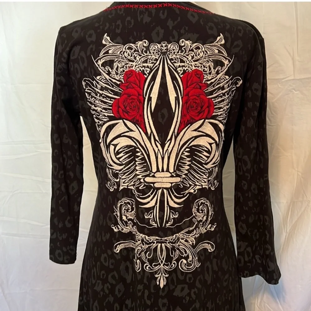 Rock ‘n’ roll cowgirl dress leopard print size XL gothic wearable art flor de la